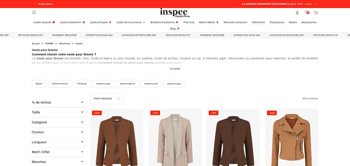 Inspee capture d'écran du site