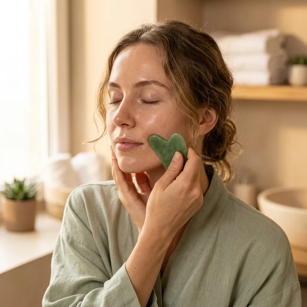 Gua sha joues – technique face sculpting Massage facial gua sha sur les joues pour sculpter et redéfinir l'ovale du visage