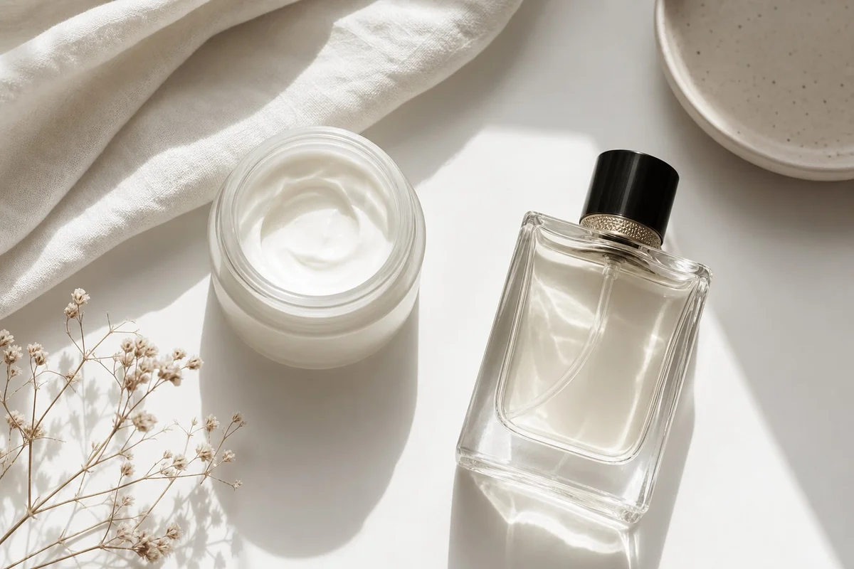 Peau hydratée avant application du parfum Application d'une crème hydratante sans parfum sur les poignets avant de se parfumer